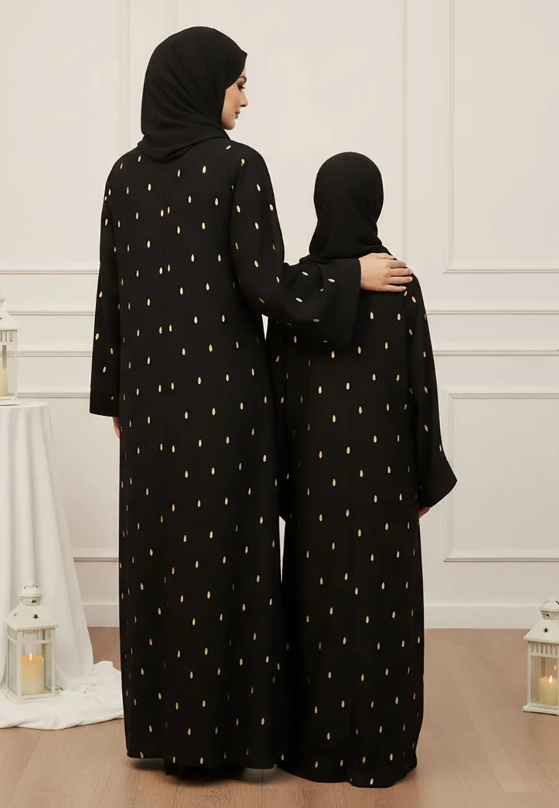 Nukhbaa  The Najma Mother & Daughter Abaya: A Shower of Golden Light-SB179AMD  (Dresses are sold individually. To create a matching mom and daughter set, please purchase two items in different sizes) for Women | Best Price UAE